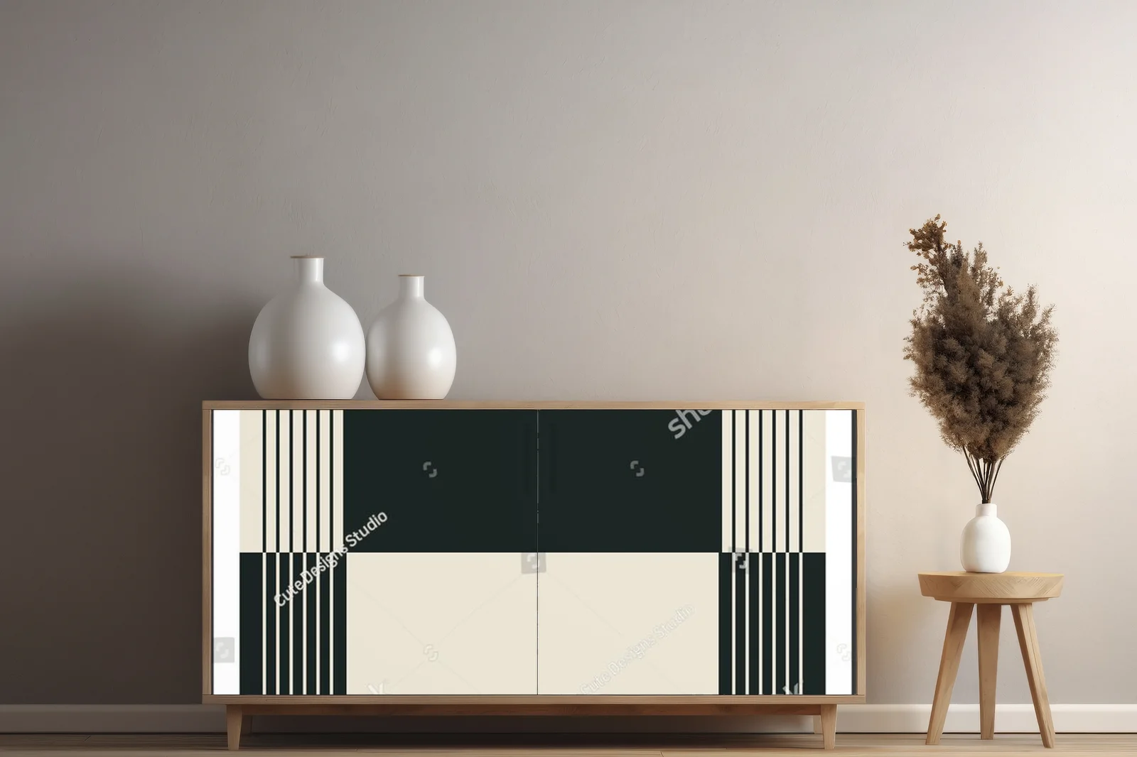 Geometryczny styl lat 20-tych w monochromatycznej aranżacji