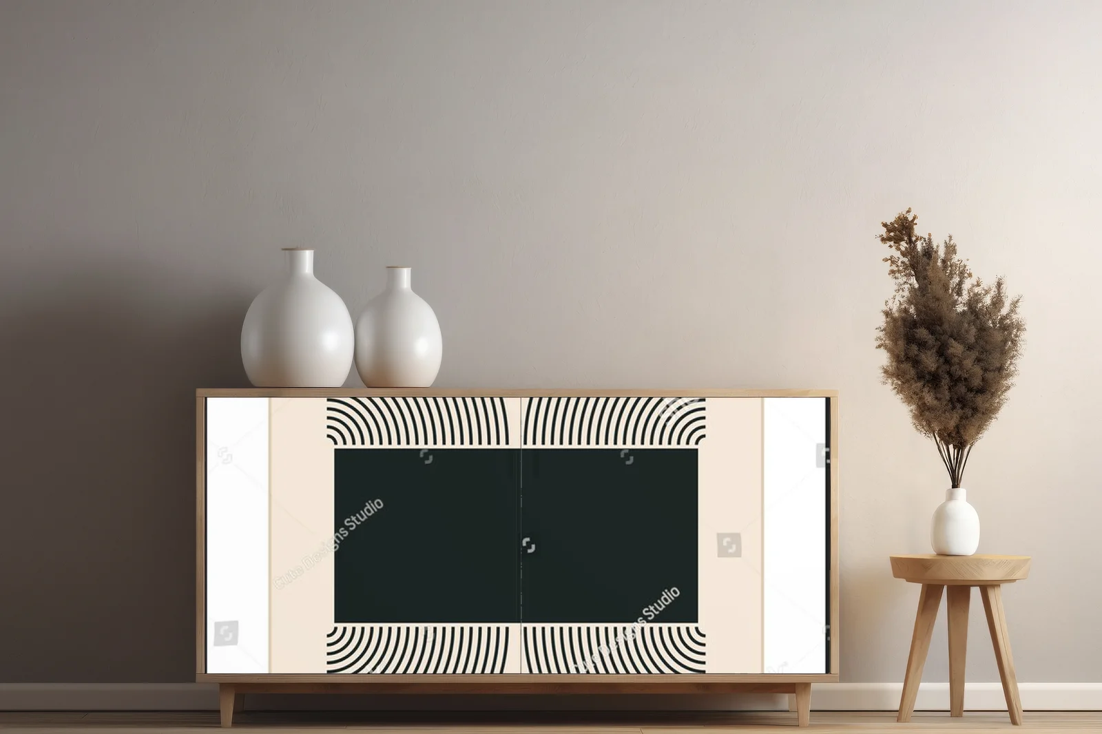 Minimalistyczny plakat w geometrycznym stylu z lat 20.